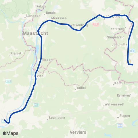 Arriva Liège-Guillemins <-> Maastricht S16900 map