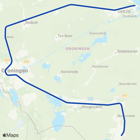 Arriva Veendam <-> Delfzijl ST37800 map