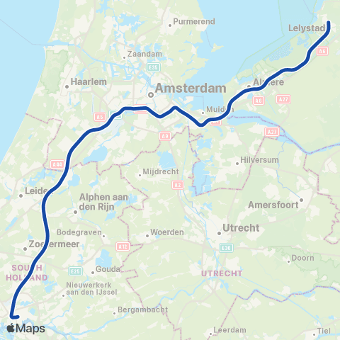 NS Int Rotterdam Centraal <-> Lelystad Centrum ICD9700 map
