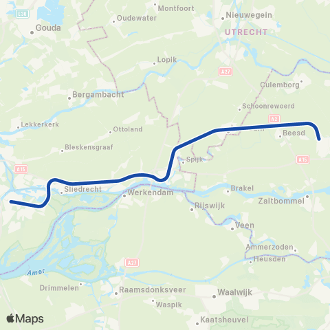 R-net Qbuzz Dordrecht <-> Gorinchem ST7100 map