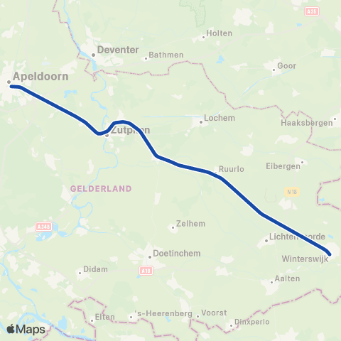 RRReis Arriva Zutphen <-> Winterswijk ST30800 map