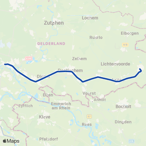 RRReis Arriva Arnhem Centraal <-> Winterswijk ST30900 map