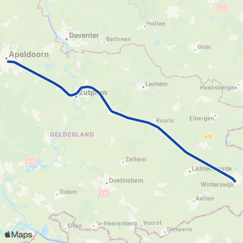 RRReis Arriva Apeldoorn <-> Winterswijk S30400 map