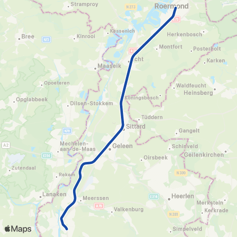 Arriva Roermond <-> Maastricht Randwyck ST32400 map