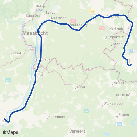 Arriva Liège-Guillemins <-> Maastricht S16900 map