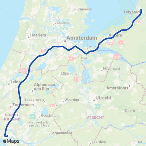 NS Int Rotterdam Centraal <-> Lelystad Centrum ICD9700 map