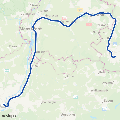 Arriva Liège-Guillemins <-> Maastricht S16900 map