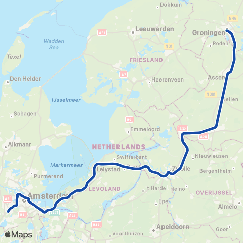 Arriva Maastricht <-> Schiphol Airport NT32700 map