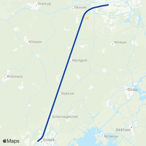 Arriva Leeuwarden <-> Sneek S38000 map