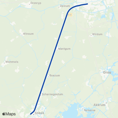 Arriva Leeuwarden <-> Sneek S38000 map