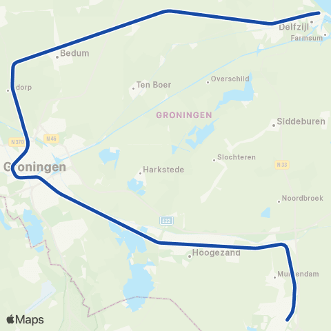 Arriva Veendam <-> Delfzijl ST37800 map