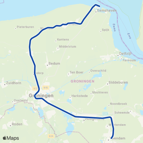 Arriva Veendam <-> Eemshaven ST37500 map