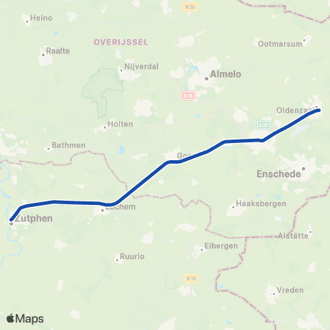 Blauwnet Arriva Zutphen <-> Oldenzaal ST31200 map