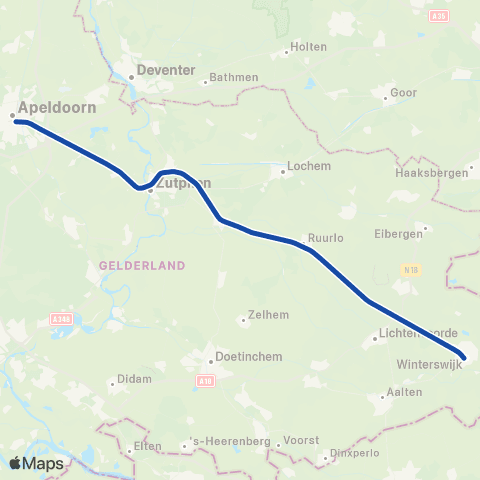 RRReis Arriva Zutphen <-> Winterswijk ST30800 map