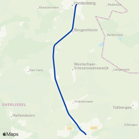 Blauwnet Arriva Almelo <-> Hardenberg ST31000 map