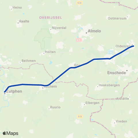Blauwnet Arriva Zutphen <-> Oldenzaal ST31200 map