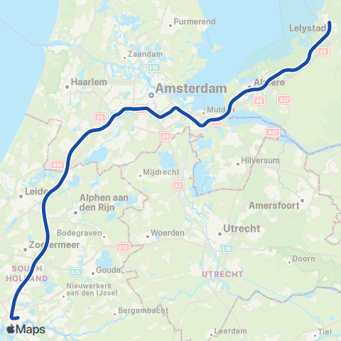 NS Int Rotterdam Centraal <-> Lelystad Centrum ICD9700 map