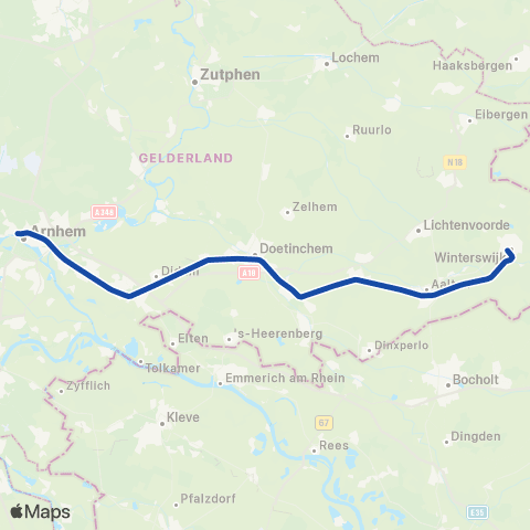 RRReis Arriva Arnhem Centraal <-> Winterswijk ST30900 map