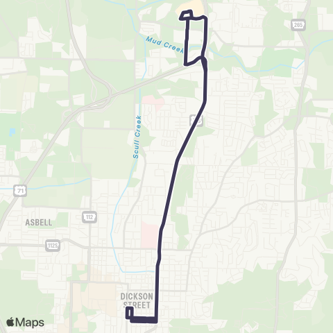 Ozark Regional Transit Route 10 map