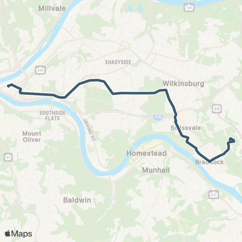 PRT Braddock-Swissvale map