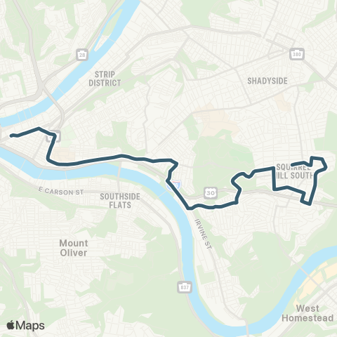 PRT Squirrel Hill map