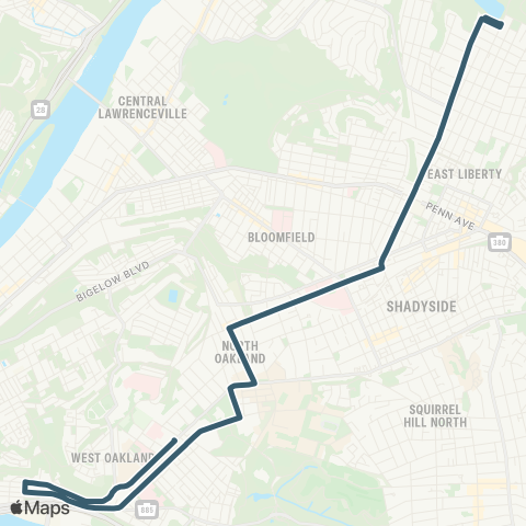PRT Negley Short map
