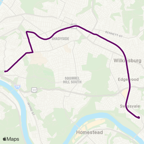 PRT East Busway-Oakland map