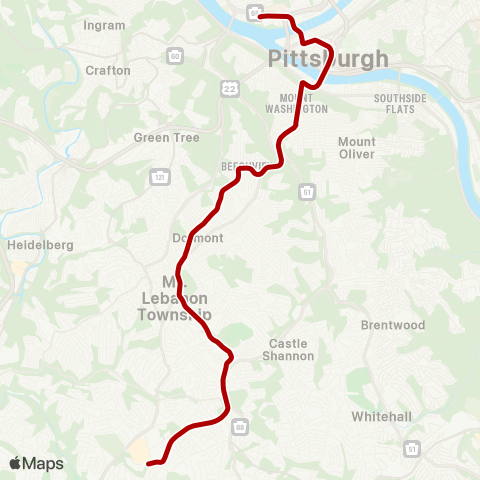 PRT Red Line via Beechview map