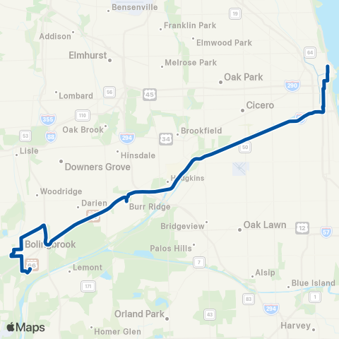 Pace South Bolingbrook – East Loop Express map