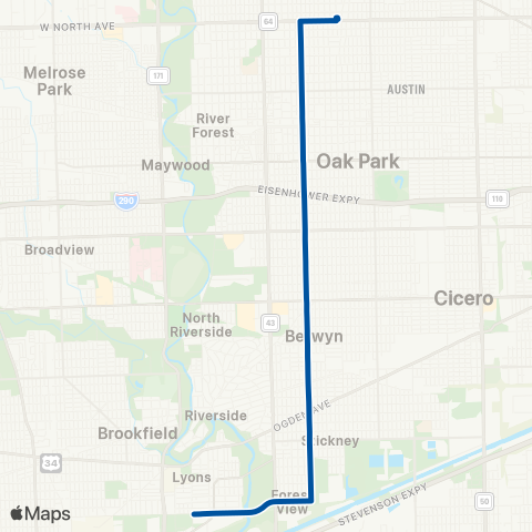 Pace Oak Park Avenue map