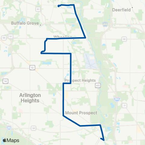 Pace Wheeling - Des Plaines map