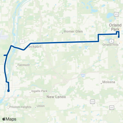Pace Joliet - Orland Park map