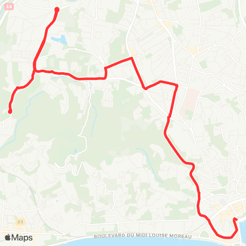 Palmbus Les Pins Parasols - La Palestre / Mirandoles - Hôtel de Ville map