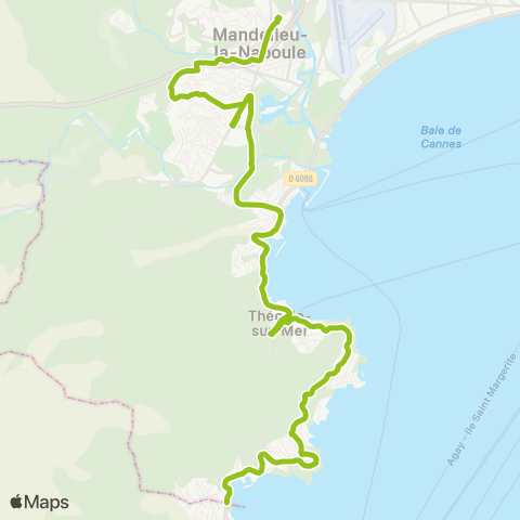 Palmbus Gare rout. de Mandelieu - CES A. Camus - Théoule-Mairie / Le Trayas Notre Dame map