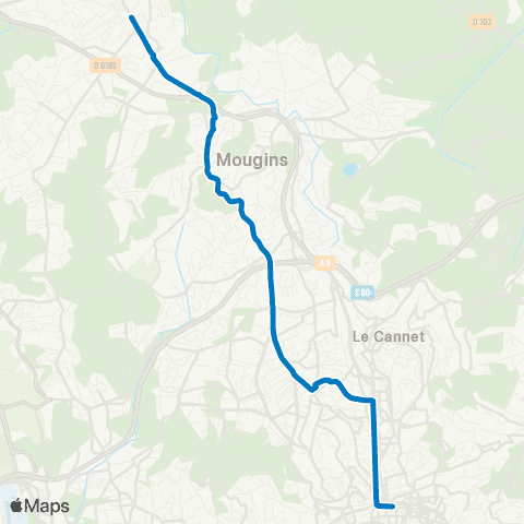Palmbus Mouans Sartoux Ctre - Lycée Carnot - Gare SNCF de Cannes map