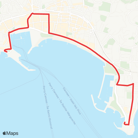 Palmbus Quai Laubeuf - Croisette - Palm Beach map