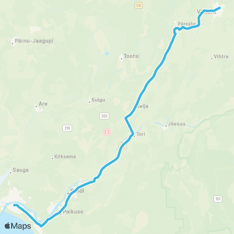 SEBE Aktsiaselts Pärnu - Tori - Tootsi - Vändra map