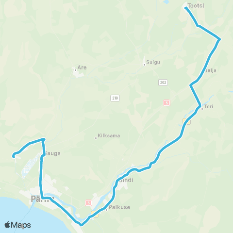Atko Bussiliinid AS Sindi - Pärnu - Sauga Alevik map