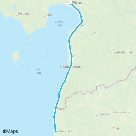 Aktsiaselts MK Autobuss Pärnu - Häädemeeste - Ikla - Ainaži - Salacgriva map