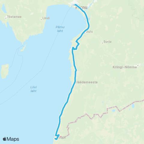 Aktsiaselts MK Autobuss Pärnu - Jõulumäe - Häädemeeste - Ikla Piiripunkt - Ainaži map