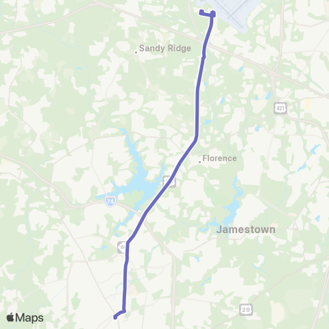 Piedmont Authority for Regional Transportation (PART) High Point Express map