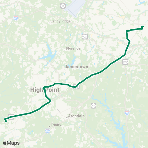 Piedmont Authority for Regional Transportation (PART) Davidson County Greensboro Express map