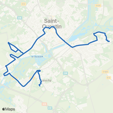 Pastel Harly Ctre comm. - Gauchy Ctre comm. map