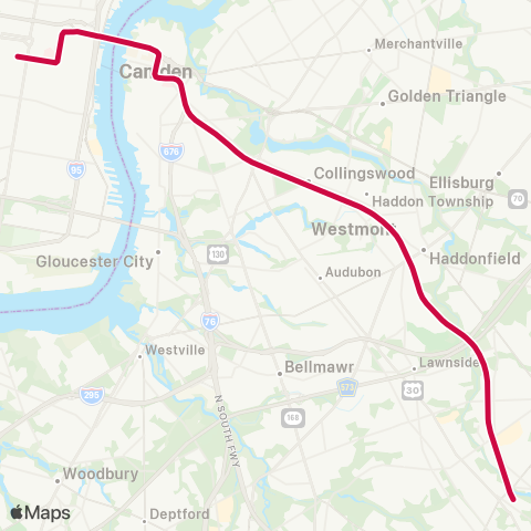 PATCO Lindenwold - Philadelphia map