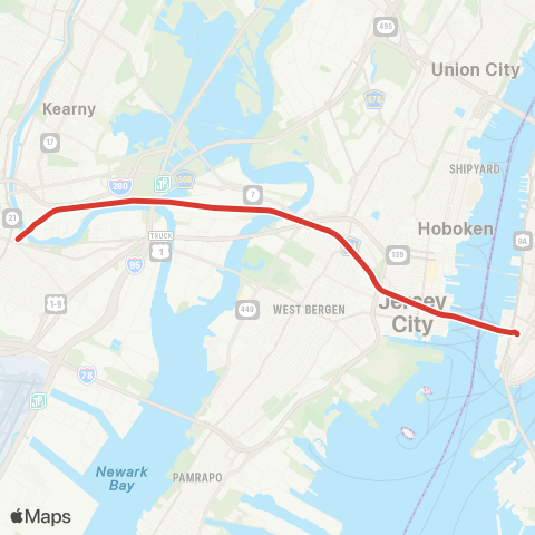 PATH Newark - World Trade Center map