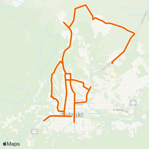 Pulaski Area Transit Feeder Route 2 map