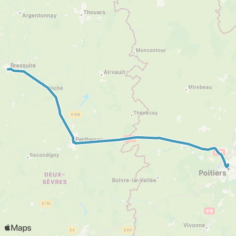 Aléop Lignes Express régionales Nantes - Poitiers map