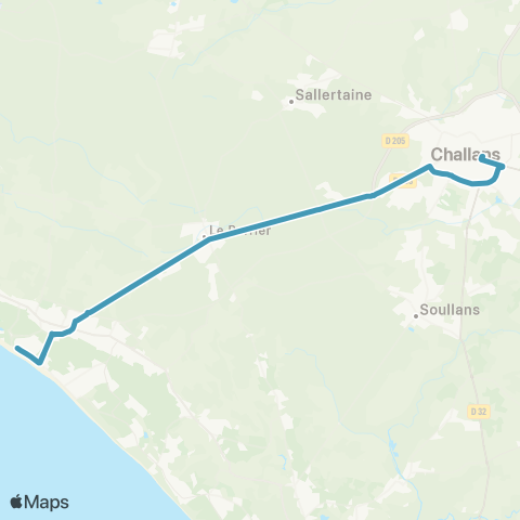 Aléop Lignes Express régionales St Jean de Monts - Challans - Nantes map