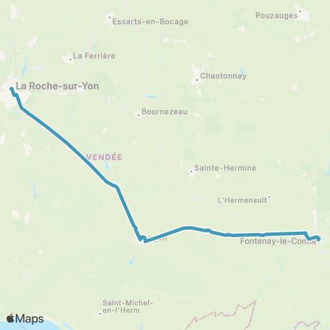 Aléop Lignes Express régionales La Roche s/ Yon - Luçon - Fontenay le Comte map