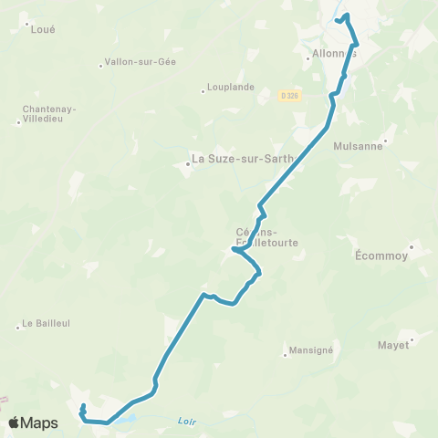 Aléop Lignes Express régionales Le Mans - La Flèche - Saumur map